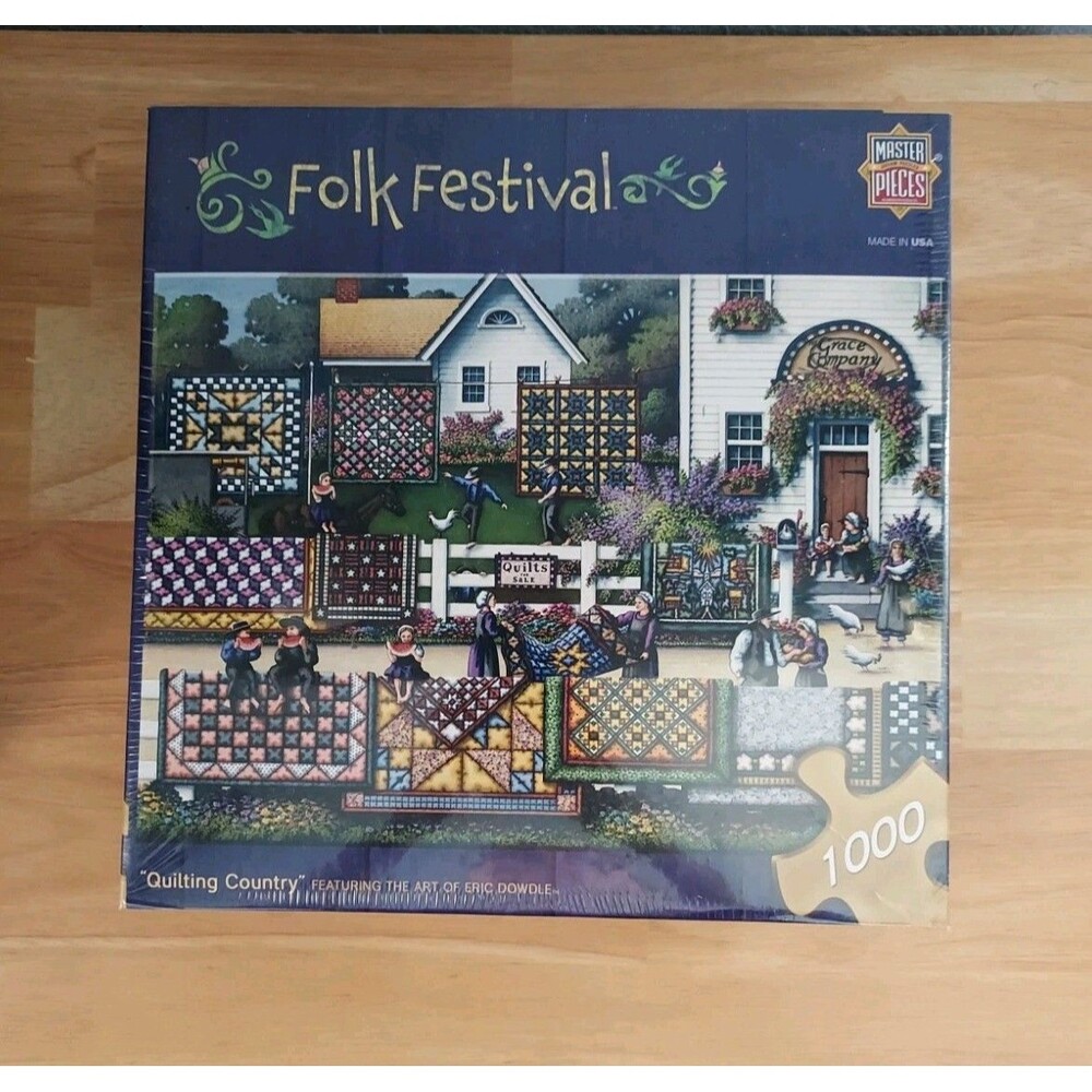 Master Pieces Puzzle 1,000 pieces "Quilting Country" Folk Festival NEW